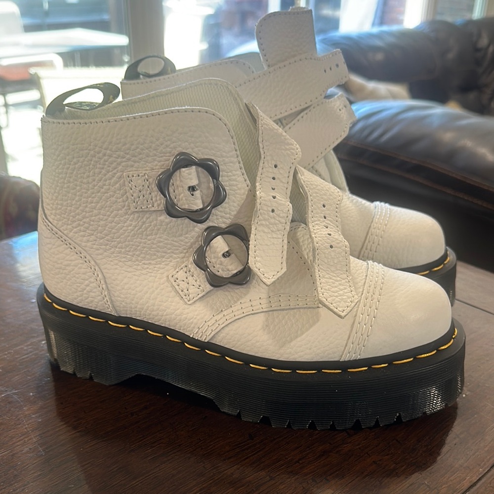 Dr. Martens Devon Flower Buckle Platform Boots